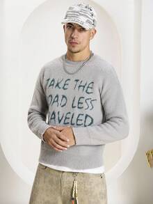 STEELVANCE Suéter holgado de cuello redondo de manga larga de estilo casual y urbano para hombres, otoño e invierno