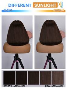 13x4 透明蕾丝前鲍勃假发 100% 真人头发 180% 密度直发安装深棕色 2# 预拔婴儿头发适合女性自然发际线 - 9AM 头发运动度假旅行节舞会户外角色扮演校园学校海滩婚礼露营假日服装夏季服装度假氛围魅力优雅休闲 Y2k 时尚风格 Ss25 透气帽保暖