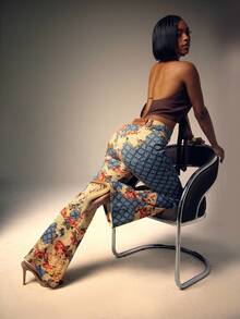 Denimoi 喇叭裤花卉混合印花牛仔裤 - 彩色 - 查看 2