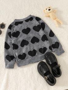 Genkimix Kids Young Girl Heart Print Casual Long Sleeve Single-Breasted Knitted Cardigan, Spring/Autumn - Multicolor - View 2