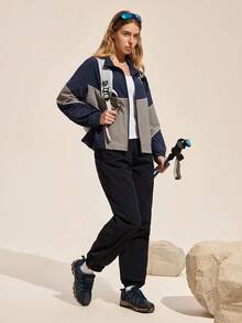 Exploreva Damen Sport Jacken Gestrickt Y2K Reißverschluss Locker Lässig Jacke, Frühling & Herbst, Herbst Winter Jacken, Nylon Jacken, Sportbekleidung, Alltagsjacke Sportmode, Sportbekleidung, Trainingsanzug, Rückkehr zur Schule, Retro Streetwear Streetstyle. Preppy, Blokecore, Damen Athleisure Damen Athleisure Wear Workout Reißverschluss Jacke Damen Track Jacke Sportbekleidung Damen