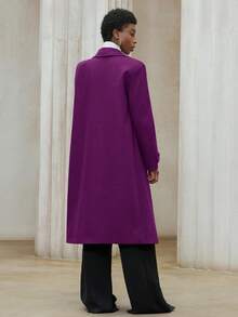 Aveloria Modichic Abrigo de lana de doble botonadura con solapa para damas - Morado - Ver 2