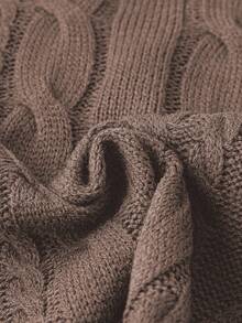 DreamSkyne 大码纯色麻花针织圆领休闲套头衫