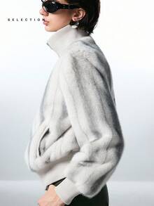 LYSMO 女式蓬松长袖休闲夹克，带口袋，秋冬 - 彩色 - 查看 4