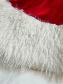 Sunspun Plus Size Women's Christmas Red Korean Fleece Long Sleeve Dress