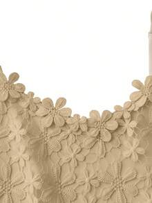 Rometta 夏季大码优雅花卉蕾丝吊带背心紧身衣 - 杏色 - 查看 4