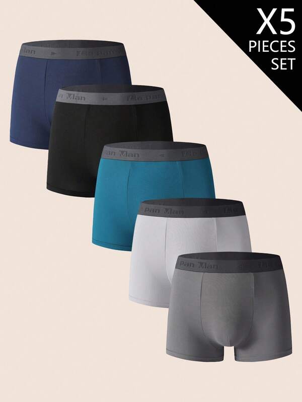 Manfinity Underwear&Sleepwear Basics 5pcs/Pack Plus Size Men's Boxer Briefs