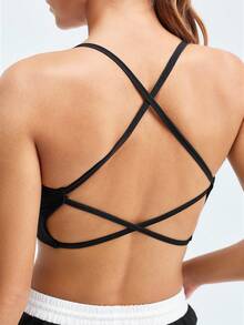 Áo ngực thể thao hở lưng không dây LOUNGEISTA 1 mảnh dệt kim liền mạch gợi cảm dành cho nữ - màu đen - Xem 4