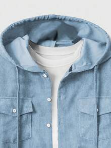 ROMWE MEN Street Life Men's Casual Solid Color Hooded Long Sleeve Jacket, Fall/Winter