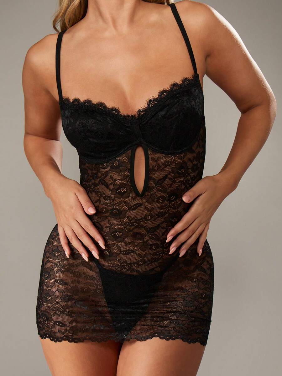 MISSGUIDED فستان ميني من الدانتيل بدون بطانة ملابس داخلية بيبي دول شيميز مع سروال مطابق بودي كون سليب كامل شيميز ملابس ليلة الزفاف هدية عيد الحب