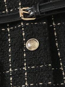 SHEIN Teen Girl Elegant Collared T-Shirt And Plaid Sleeveless Midi Coat Set - Multicolor - View 5