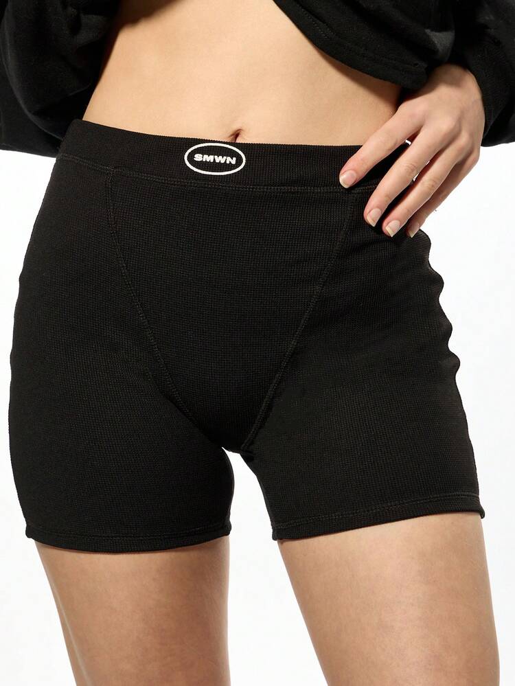 SUMWON WOMEN Booty-Shorts mit Waffelstrick und hoher Taille