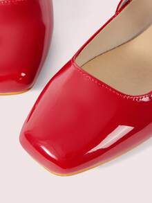 CUCCOO DOLLMOD 女士勃艮第红色圆头舒适可爱简约经典百搭通勤约会派对学校玛丽珍平底鞋 - 紅色 - 查看 6