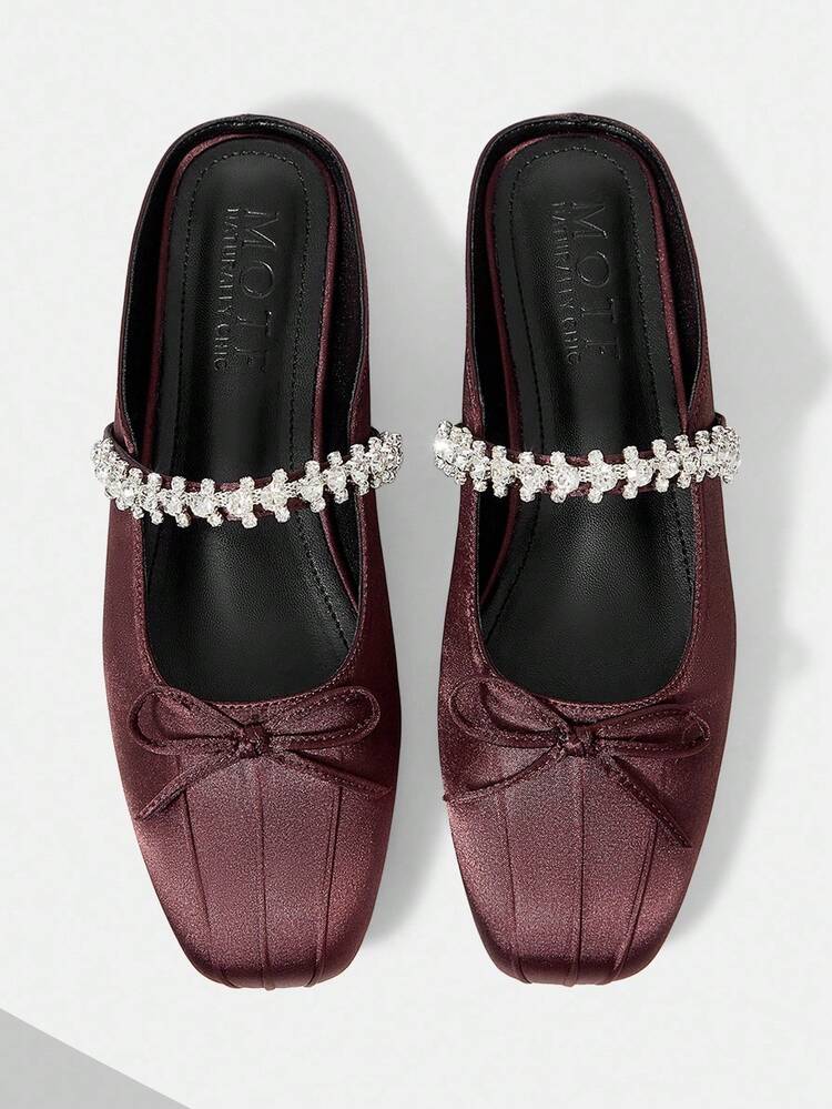 ヴィンテージ快適カジュアルラインストーンストラップメリージェーンフラットシューズ