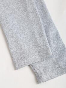 Sweetra 休闲纯色不对称长袖T恤 - 灰色 - 查看 5