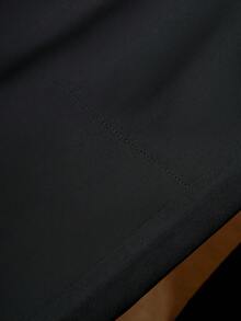 Manfinity Roghcode 男士时尚百搭纯色高腰阔腿裤，秋季 - 黑色 - 查看 7