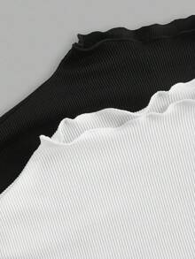 SHEIN EZwear 2 Áo thun dài tay ôm dáng thường ngày cho nữ, vải gân, đa năng, phù hợp cho mùa thu/đông - Nhiều màu - Xem 7