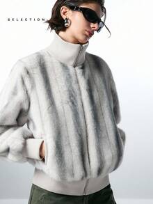 LYSMO 女式蓬松长袖休闲夹克，带口袋，秋冬 - 彩色 - 查看 6