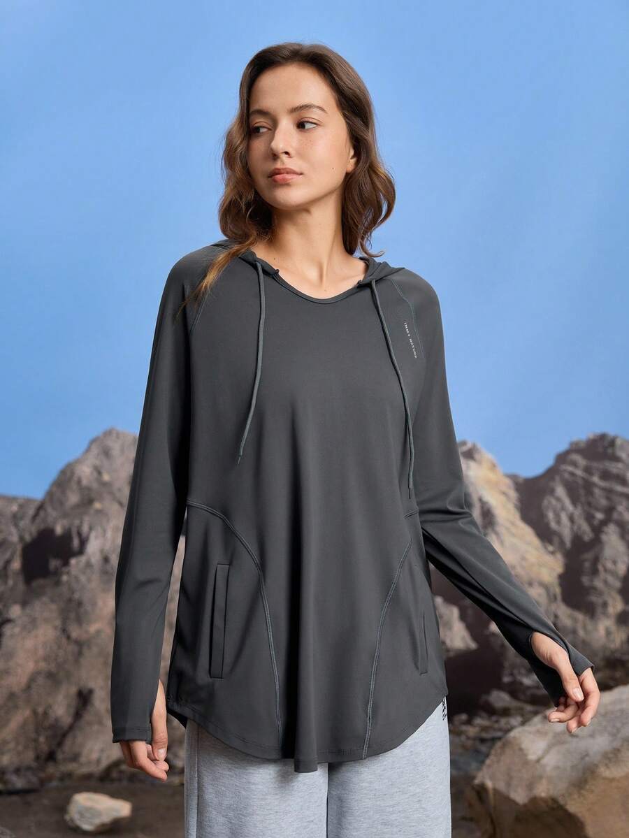 In My Nature 女士户外运动衫，双口袋，高弹亲肤，秋冬 - 灰色 - 查看 1