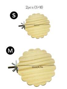 1/2pcs Wood Flower Shaped Perch Platform, Suitable For Parrots & Hamsters Climbing & Jumping Stage, Bird Cage Accessories, All Season - Apricot - View 6