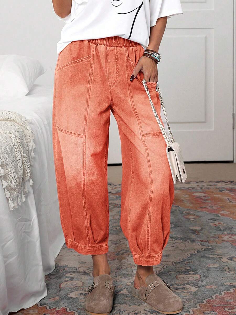 EMERY ROSE Quần Jeans Lantern Vintage Giặt Thường Size Lớn - trái cam - Xem 1