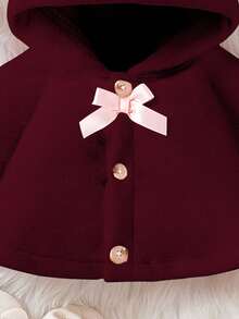 SHEIN 女婴毛绒连帽斗篷，可爱舒适，2024 秋冬新品