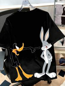 Looney Tunes X Manfinity Manfinity Joysei Men's Casual Cartoon Pattern Round Neck Short Sleeve T-Shirt, Summer