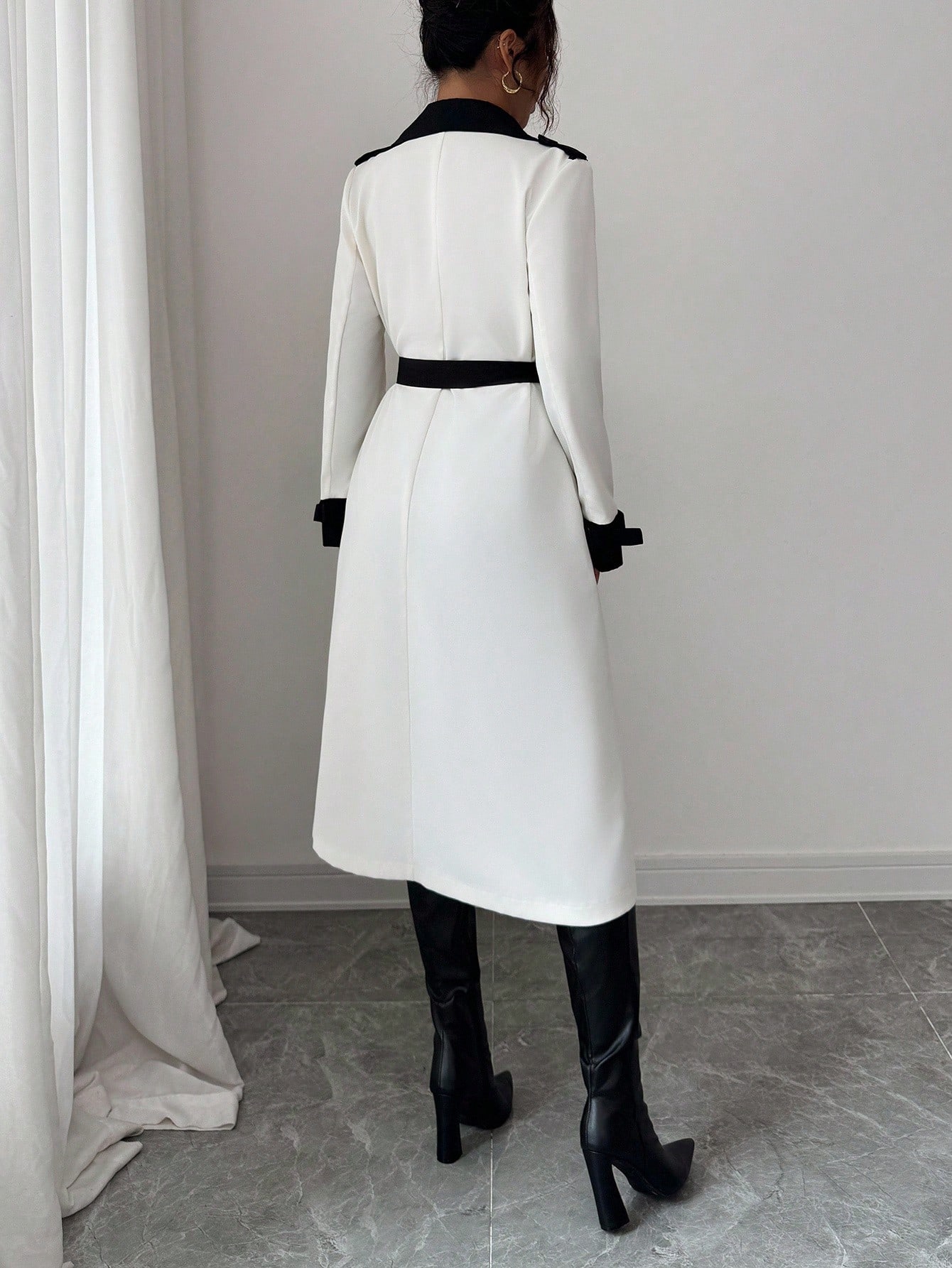 Elenzga معطف ترينش أنيق متعدد الاستخدامات للعمل وا...