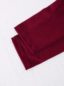 3pcs Teen Girls Black Leggings Set (Spring/Autumn), Versatile Snug Fit Bottoms For Layering Or Pairing With Skirts Fall Winter - Burgundy - View 4