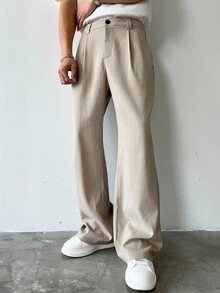 ROMWE MEN Casual 男士学院风条纹喇叭西装裤 - 彩色 - 查看 1