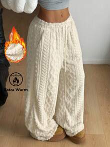 Coolane Women's Casual Front Tie Plaid Pocket Trousers,Winter,Fall,Fall Clothes For Women - White - View 6