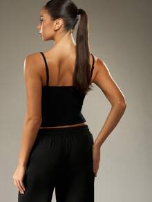 Missguided x Playboy Cotton Fitted Cami Top With Graphic Print Pattern Sleeveless Summer Tank - Black - View 2