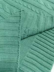 EMERY ROSE Plus Size Women's Casual High Neck Loose Knit Pullover Sweater With Braided Drawstring, Green, Regular - Mint Green - View 5