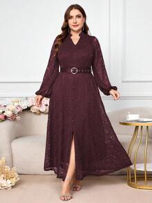 Modelyn Váy thường ngày thắt eo thanh lịch cỡ lớn cho nữ - Màu Đỏ Sâu - Xem 6