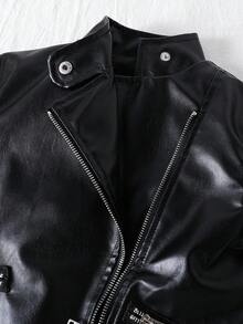 SHEIN 4-7 Years Old Young Boy Fashion Casual Minimalist Stand Collar Oblique Zipper Soft Hunting Jacket, Suitable For Camping, Retro Theme Parties, Outdoor Gatherings In Spring And Autumn Fall Winter