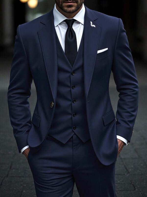 Manfinity Mode Men's Casual Jacket, Fashion , Simple Embroidery Design, Leisure Blazer