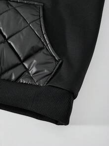 SHEIN Explorewe Casuvi 儿童男童两件套：针织羊毛拼布绗缝连帽衫 + 罗纹袖口运动裤，适合秋冬季休闲、运动、度假 - 彩色 - 查看 3