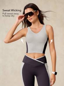 OutZeal Sujetador deportivo para mujer con absorción de humedad, secado rápido, tela suave y acolchado extraíble, para entrenamiento y gimnasio - Multicolor - Ver 4