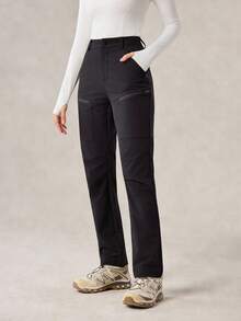 OutZeal 女士户外黑色长裤，纯色设计，适合露营、徒步、防水、弹力修身，春夏皆宜。 - 黑色 - 查看 6