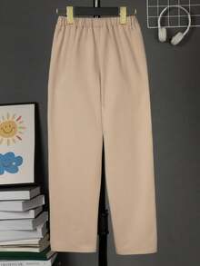 SHEIN Boys Letter Patched Drawstring Waist Joggers - Khaki - View 5