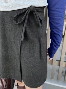 FRIFUL 女士二合一腰部蝴蝶结阔腿裤 - 灰色 - 查看 3