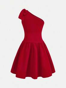 Pitira Vestido asimétrico de línea A sin mangas con decoración de lazo 3D para niñas preadolescentes, color burdeos, estilo a juego para vacaciones familiares, vintage, lindo, elegante, para fiestas, princesa hermosa, a juego madre-hija y hermanas. Primavera Verano