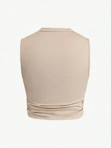 Calvaya Bộ 2 món quần ôm dáng màu nâu, cổ vuông, xếp ly, màu mơ cho nữ cỡ lớn - Nhiều màu - Xem 4