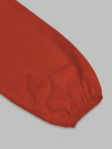 EMERY ROSE Blusa feminina elegante para trabalho, cor sólida, com babados - Laranja - Ver 4