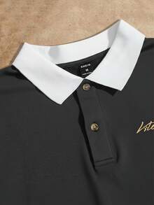 Manfinity VCAY Herren Gestricktes Langarm Poloshirt mit Aufdruck, für den Herbst