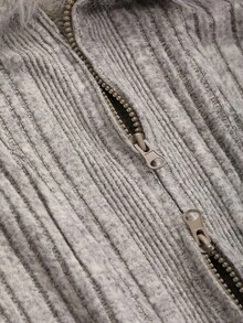 DAZY Women's Plush Collar Patchwork Fitted Short Cardigan, Long Sleeve T-Shirt, Autumn/Winter