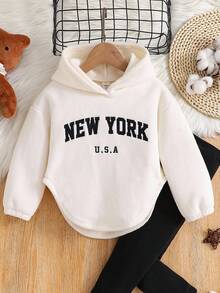 女童配套保暖内衬卫衣，秋冬季休闲运动装 - 白色 - 查看 8