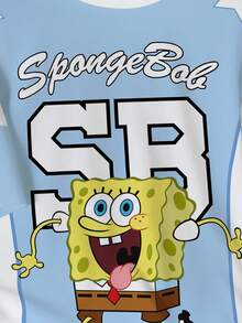 SpongeBob SquarePants | SHEIN Kaos Lengan Pendek Kerah Bulat Kasual Pria, Serbaguna untuk Musim Panas - Putih - View 6