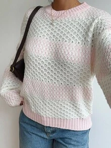 EMERY ROSE Áo len chui đầu Pointelle dáng rộng, màu sắc khối, hở vai, dành cho nữ, mùa thu/đông - Nhiều màu - Xem 6