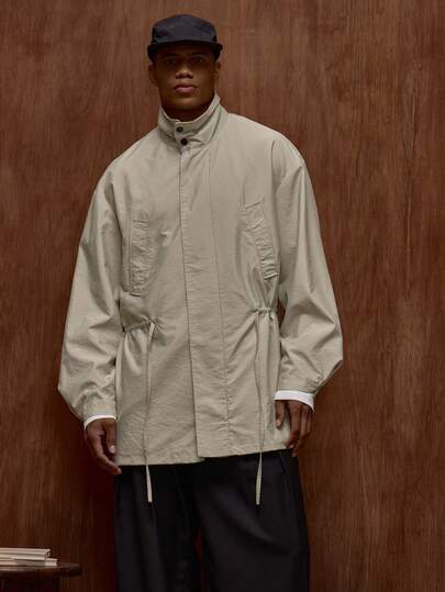 Musero 男士宽松长袖落肩高领派克大衣 秋冬/春夏服装